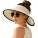 thumbnail image 1 of Women's Sun Visor Hats Wide Brim Straw Beach Hat Ponytail Hats for Women Foldable Floppy, 1 of 5