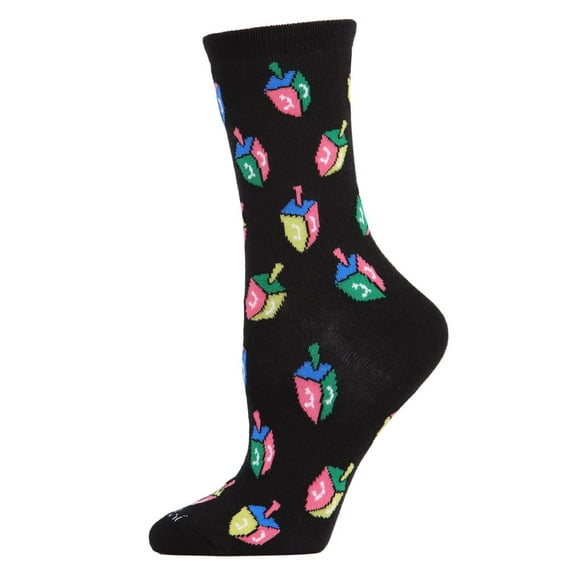 MeMoi Women's Dreidel Holiday Crew Socks - Womens - Female, 9-11, Black