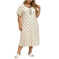 thumbnail image 3 of Ihhxva Nightgown for Women Tie Neck Polka Dot Plus Size Sleep Dress Soft Casual Nightwear Relaxing at Home L-4XL, 3 of 6
