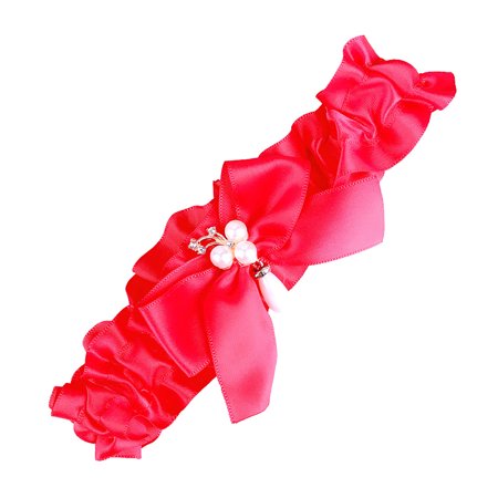 

1PC Western Wedding Bride Garter Bridal Foot Decoration Thigh Ring Sexy Lace Leg Band Bowknot Ornament (Red)