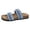 Blue, variant on Rokment Ethletic Cork Footbed Slides Sandals for Women 2026 Boho Beach Summer Wide Feet Handmade Woven Fringe Orthopedic Platform Wedge Walking Slip on Dress Flat Black Size 9