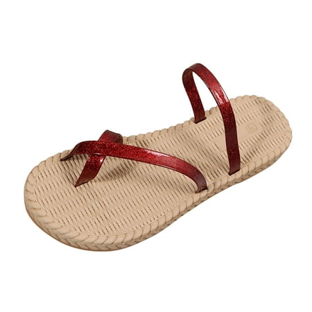 

YUHAOTIN Black Slippers for Women Fuzzy Ladies Fashion Fashion Summer Solid Color Bright Leather Pinkie Toe Flat Beach Slippers Dearfoam Slippers Ladies