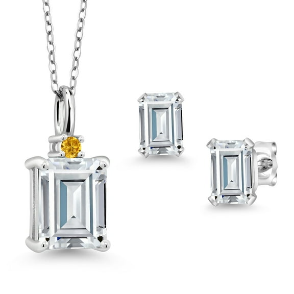 Gem Stone King 925 Sterling Silver Pendant and Earrings Jewelry Set with Moissanite (3.71 Cttw)