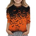 thumbnail image 3 of MKOSPLRT Holiday 3/4 Length Sleeve Kids Tops Crew Neck Pumpkin Ghosts Graphic Tees Causal Loose Fall T Shirts 3-12 Years, 3 of 6