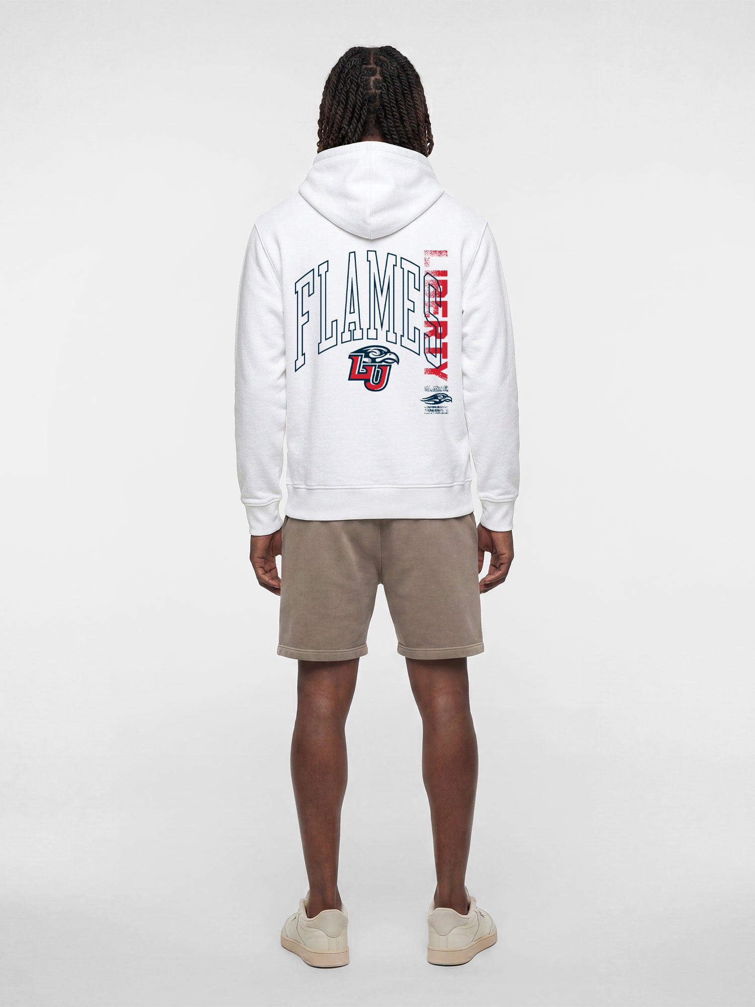 Liberty Flames Reebok Mens White Hooded Sweatshirt