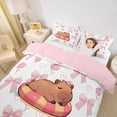 thumbnail image 3 of Erosebridal Cartoon Capybara Twin Bedding For Cute Animals Lover,Pink Bows Cartoon Bowtie Duvet Cover Set For Kids ,Reversible Pink 2pcs,No Comforter, 3 of 6