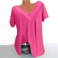 thumbnail image 4 of Timegard Hauts Grande Taille pour Femmes Manches Courtes Col Rond Froncé Confortable Décontracté Ample Blouse Tee Basique, 4 of 4