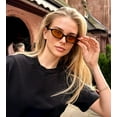 thumbnail image 3 of FEISEDY Retro Oval Cat Eye Sunglasses for Women 90s Narrow Lightweight Shades Y2k Trendy Sunnies B0257, 3 of 12