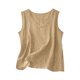 thumbnail image 2 of Auralook Cotton Linen Tank Tops for Women Solid Casual Summer Gauze Shirt Basic Sleeveless V Neck Loose Vest Beach Vacation Clothes, 2 of 5