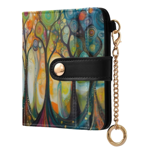 Qxltty Abstract Forest Ladies Wallet Rfid Slim Thin Compact Credit Card Women Wallet Zipper Coin Pocket and ID Window for Female Gifts