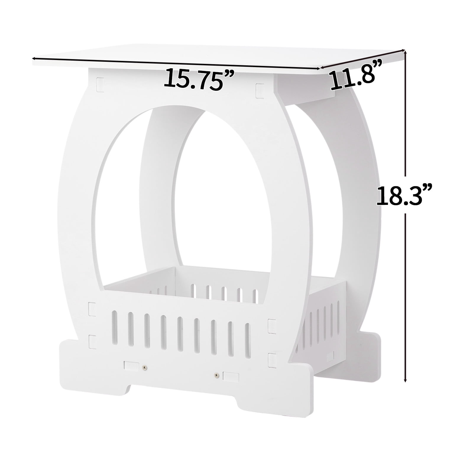 Side Table with Storage, Nightstand End Table for Small Spaces, Modern Arch Design Bedside Table for Indoor Outdoor, White
