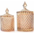 thumbnail image 3 of Accesorios de Baño Set de 2 Tarros de Cristal para Baño con Tapa para Bastoncillos de Algodón Marrón, 3 of 4