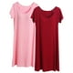 thumbnail image 1 of Camisón largo de 2 piezas para mujer, color liso, largo medio, manga corta, con copas acolchadas, para el hogar, modal, 1 of 2