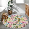 thumbnail image 3 of Round Rugs 3.3Ft, Summer Slippers Round Area Rug Washable Indoor Throw Carpet, Watercolor Flip Flops Ocean Beach Light Brown Soft Non Slip Circle Rug for Laundry Room Patio Home Decor Aesthetic, 3 of 8