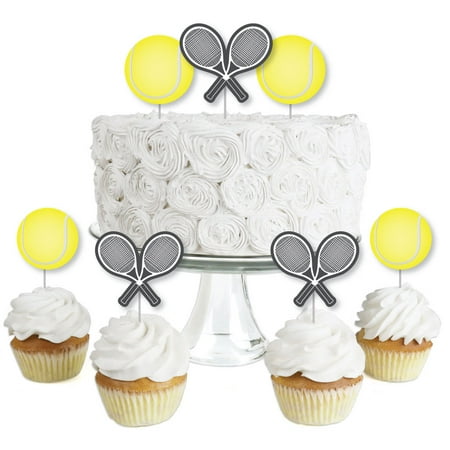 You Got Served - Tennis - Dessert Cupcake Toppers - Baby Shower or Tennis Ball Birthday Party Clear Treat Picks - 24