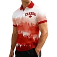 thumbnail image 4 of Telankuip Mens Canadian Flag Polo Shirts Short Sleeve Quarter Button up Red Maple Leaf Graphic Tees Casual Style Thin Soft Breathable Sports and Leisure Patriotic Pullover Top 1-Red S, 4 of 5