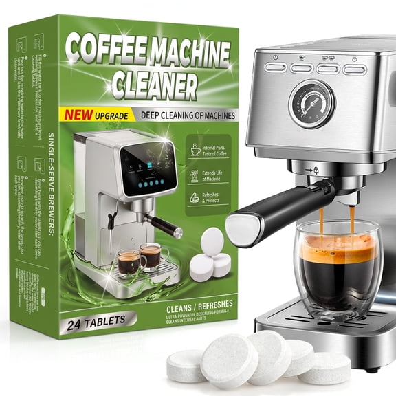 Coffee Maker Cleaner and Descaler Tablets, 24 Count, Coffee Pot Cleaning Tabs, Universal Coffee Machine Descaling Solution, Compatible with Nespresso, Keurig, Breville, Ninja, Delonghi & More