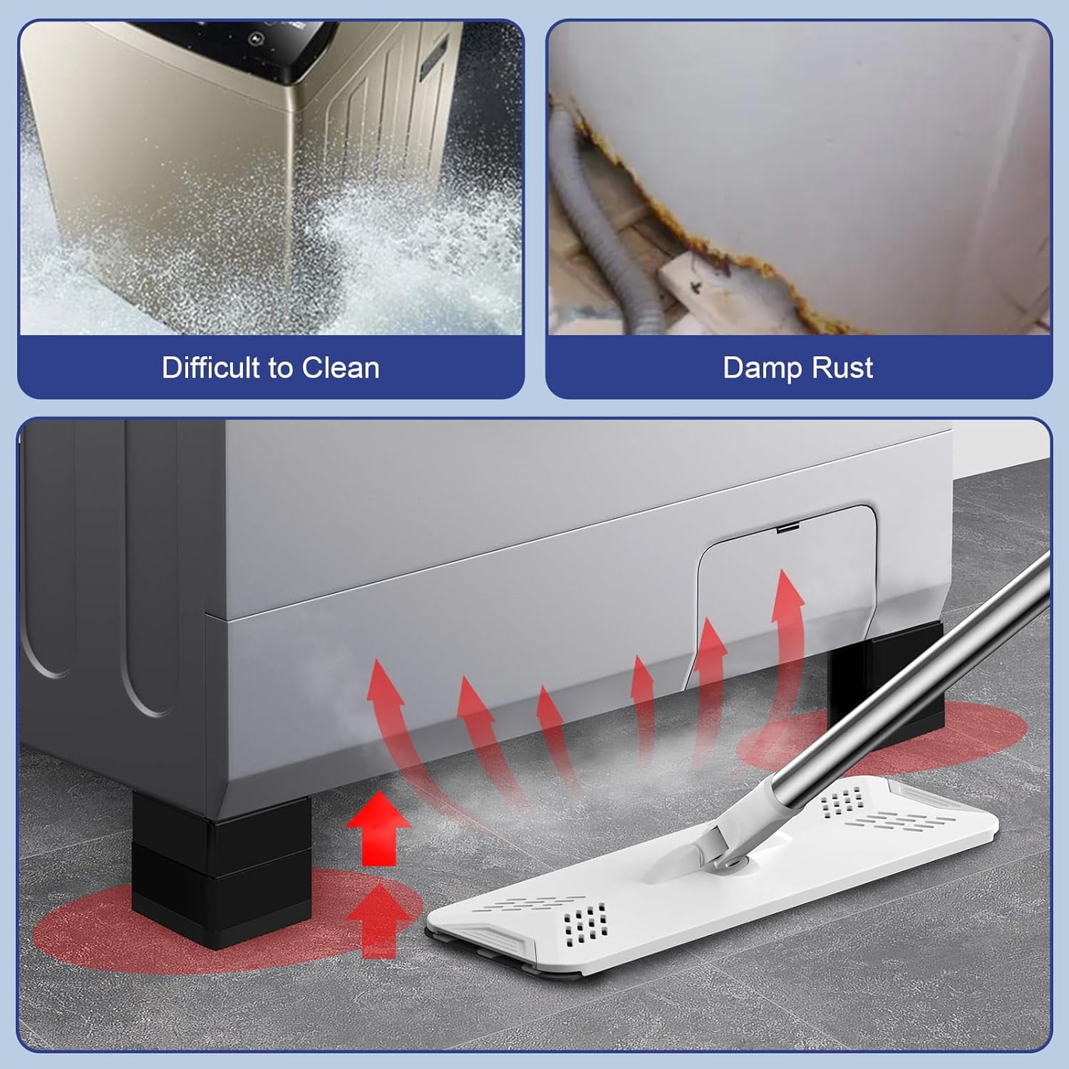 4Pcs Anti Vibration Pads for Washing Machine, Stops Washer Dryer Moving, Prevents Noise, Vibration Transfer, Antivibration Stabilizer Support Feet (Increase3.14in-B)