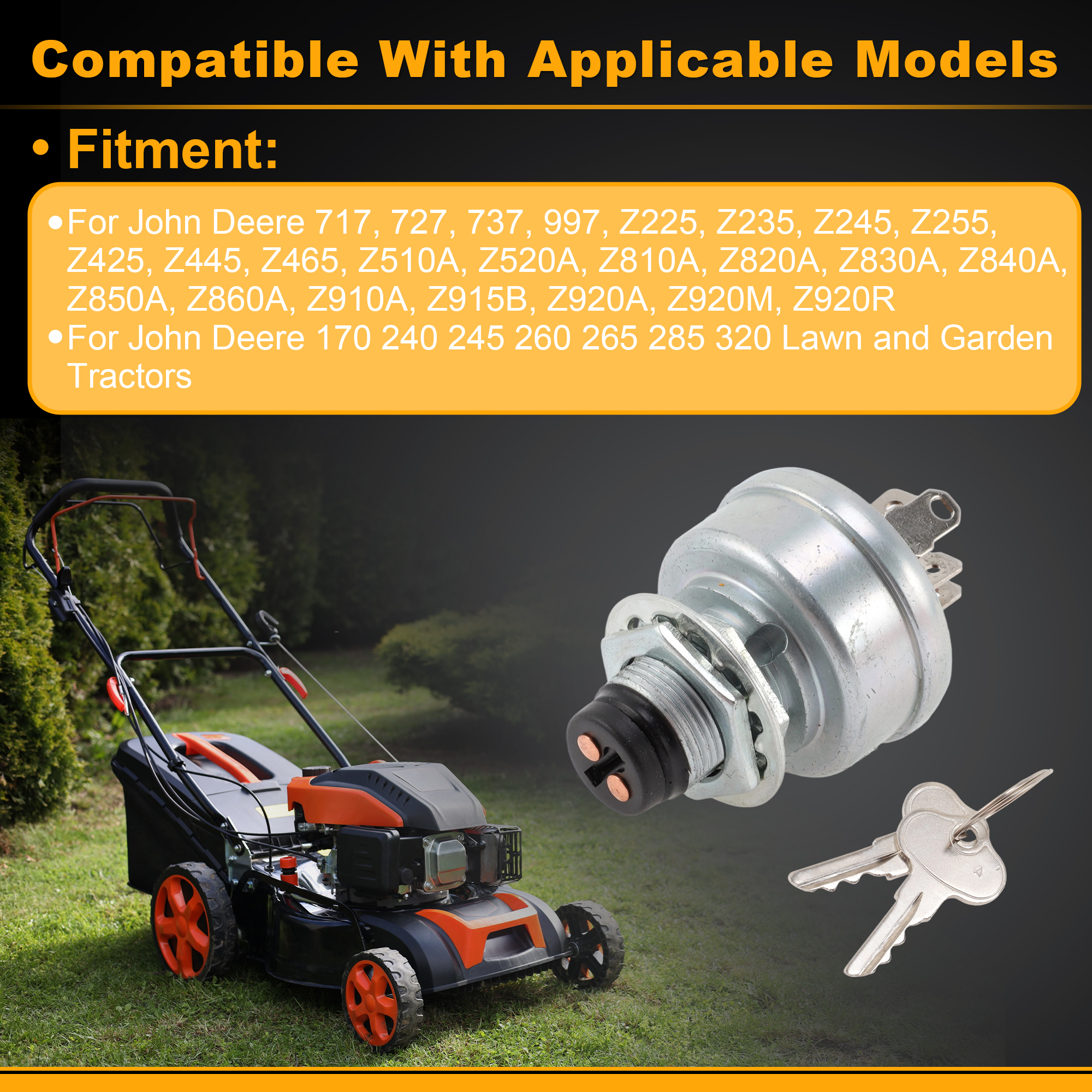Unique Bargains Lawn Mower Ignition Switch TCA22740 for John Deere 717 727 737