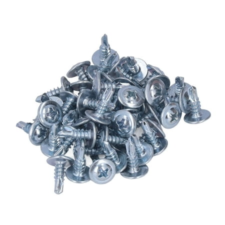 

Round Head Self Drilling Screws Set - 50PCS Carbon Steel Galvanized 4.2x13mm with Washer
