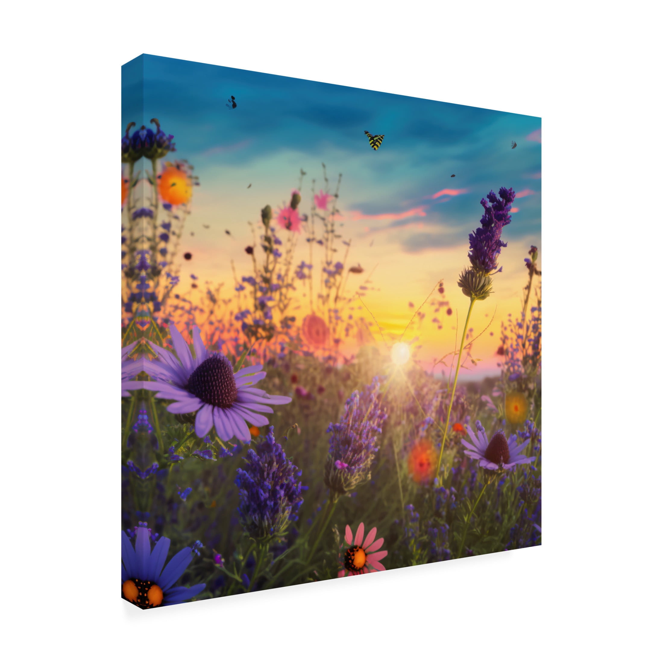 Canvas Wall Art - Ray Heere 'Flowering Fields 8' Wall Art for Living Room, Bedroom, or Office Décor by Trademark Fine Art - 35 x 35 Inches