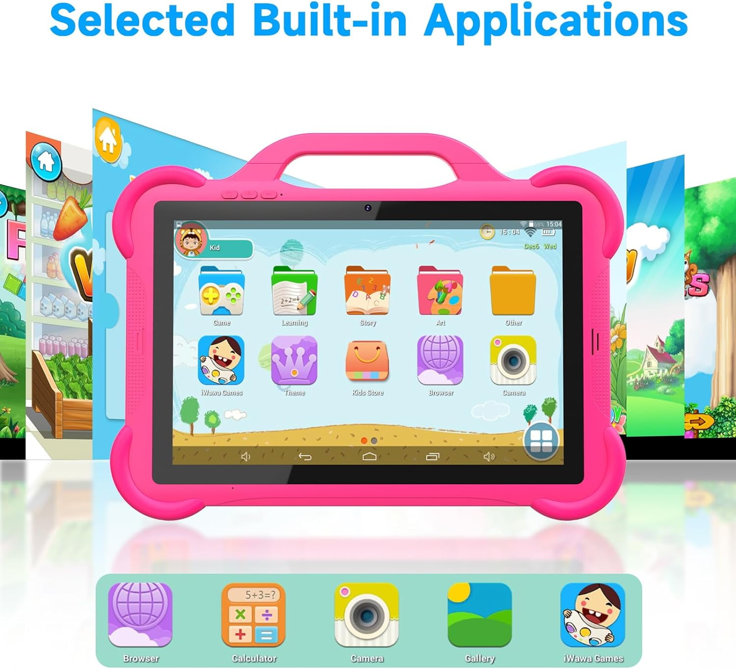 Android 15 Kids Tablet Toddler Tablet for Kids 10 inch Tablet, 8GB RAM+32GB ROM Tableta for Boys Girls, 10.1" IPS Safety Eye Protection Screen Parental Control APP Latest Model Kid Tablets 5G WIFI