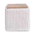 thumbnail image 3 of Posh Living Desean Cotton Yarn 3-in-1 Pouf/Ottoman/End Table White, 3 of 6