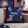 thumbnail image 2 of Boovnll 4th of July Pillow Covers 18x18 Inch Red White Blue Linen Patriotic Pillow Covers for Independence Day Memorial Day Home Sofa Couch Bed Decor, 4th of July Decorations, 2 of 7