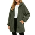 thumbnail image 4 of idosla Womens Fleece Zip Up Jacket with Pockets Oversized Long Sherpa Hoodie Fuzzy Jackets Warm Teddy Coat (Army Green, M), 4 of 8