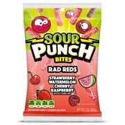 SOUR PUNCH Bites, Rad Reds Fruity Flavors Chewy Candy, 5oz Bag