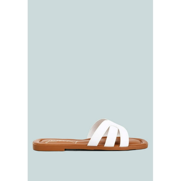 Aura Faux Leather Flat Sandals