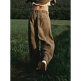 thumbnail image 6 of Women Loose Jeans Solid Color Mid-Rise Barrel Denim Pants, 6 of 6