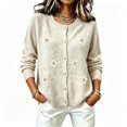 thumbnail image 5 of WCJM Cardigan Sweaters for Women Plus Size Long Sleeve Button Down Crewneck Fall Knit Top (Beige,S), 5 of 5