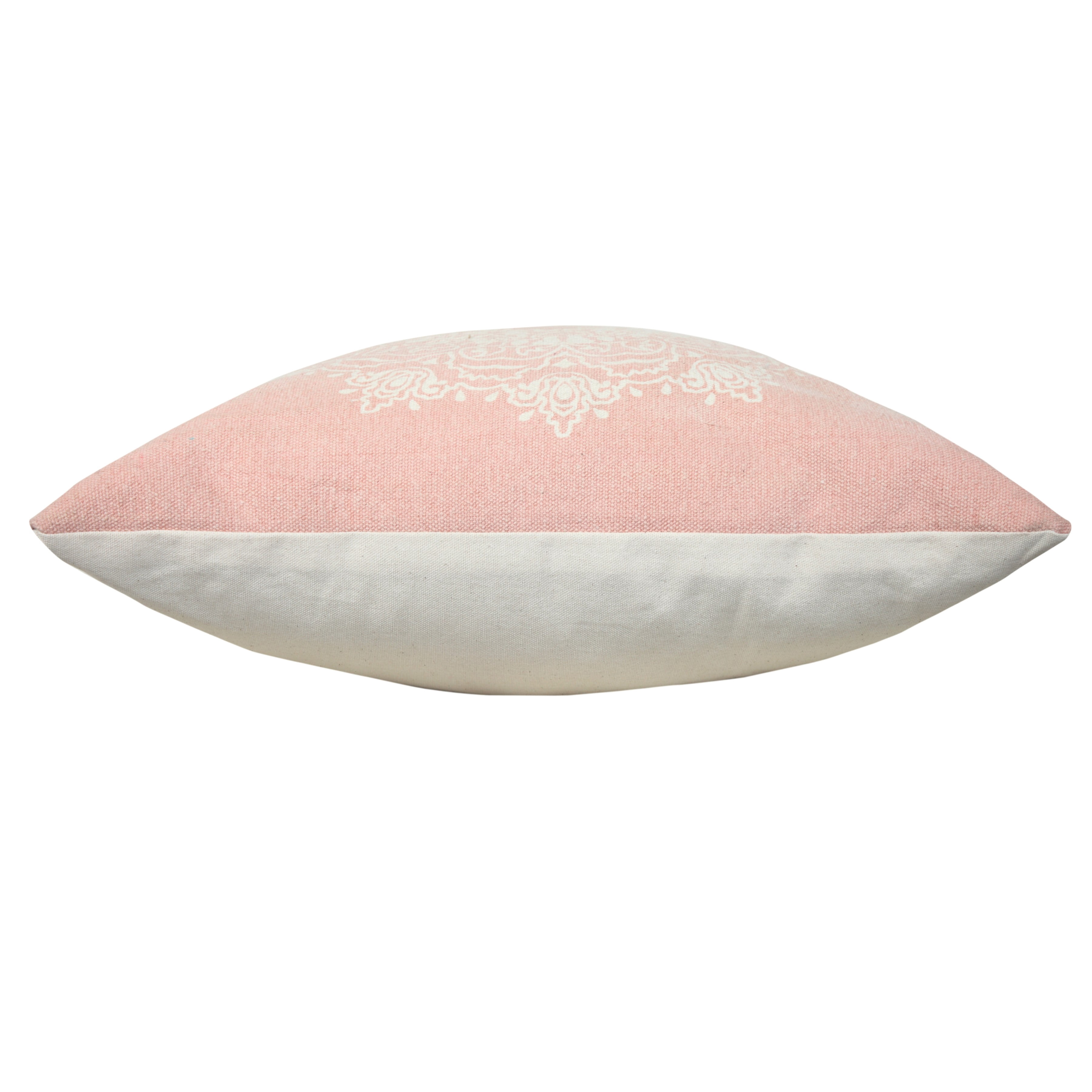 Ox Bay Ava 20" x 20" Pink/White Medallion Cotton Adult Decorative Throw Pillow Cover