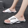 thumbnail image 2 of Men's Slip On Sport Slide Sandals Wide Width Non Slip Bathroom Shower Slippers Open Toe Soft Sole Lightweight Water Shoes White Size 8, 2 of 5