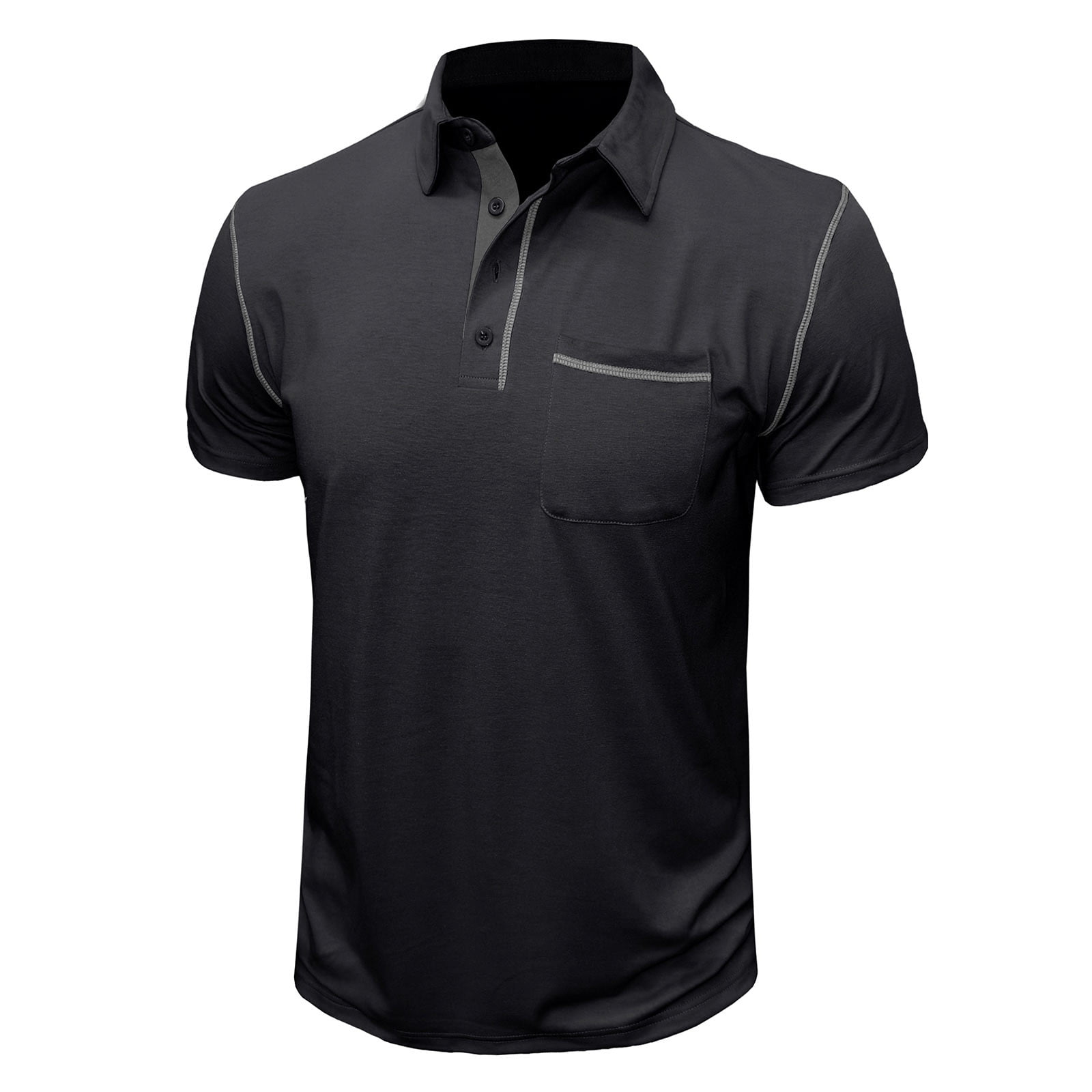 Polo Shirt The CLASIK SWEAT POLO SHIRTS-BLACK KHAKI Men Zipper