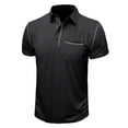thumbnail image 3 of WREESH Men's Casual Henley Short Sleeve Top with Turn-Down Collar and Button Detail, Men's Solid Color Pocket Button Short Sleeve Pullover T-Shirt Black, 3 of 5