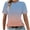 Blue, variant on Women's Ombre T-Shirt Gradient Print with Round Neck Short Sleeves Loose Fit Lightweight Pullover for 2026 Spring Summer Trendy Fashion Wear