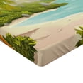 thumbnail image 2 of Ambesonne Tropical Fitted Sheet, Palm Trees and Rocks, Queen Size, Aqua Green, 2 of 3