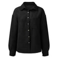 thumbnail image 5 of LowProfile Button Down Shirts for Women Casual Long Sleeve V Neck Corduroy95%polye Coat Blouse Tops Black XL, 5 of 7