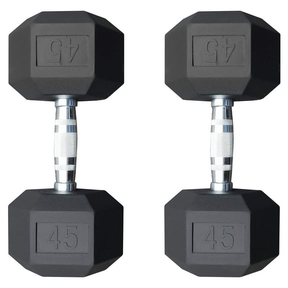 Deltech Fitness 45 lb Rubber Dumbbell Pair (RDB-045)