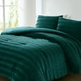 thumbnail image 2 of Lush Decor Azalea Ruched Velvet Stripe Comforter 3 Piece Set Full/ Queen Teal - Teen Bedding Set - Velvet Comforter - Blue Bedding - Modern Glam, 2 of 10