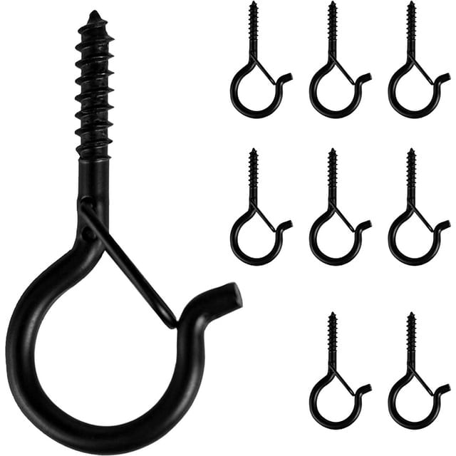 8 PCS Q-Hanger, Screw Hooks for Outdoor String Lights-Ceiling Hooks for Hanging Plants Wind Chimes, Safety Buckle Design, Windproof, 2.2 Inches