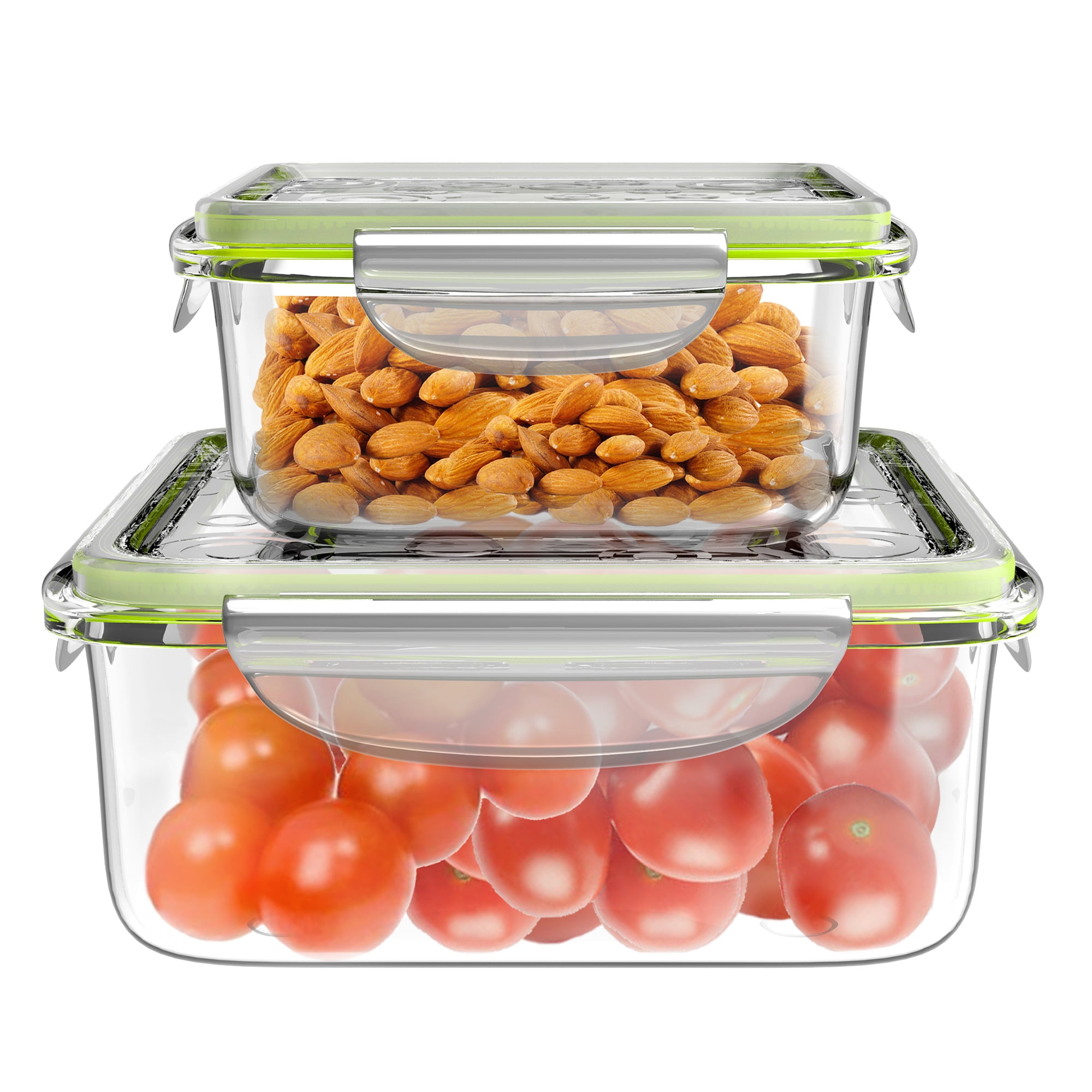 Glass Food Storage Containers4Pc. Set with Snap on LidsMultiSize