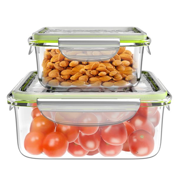 Glass Food Storage Containers4Pc. Set with Snap on LidsMultiSize
