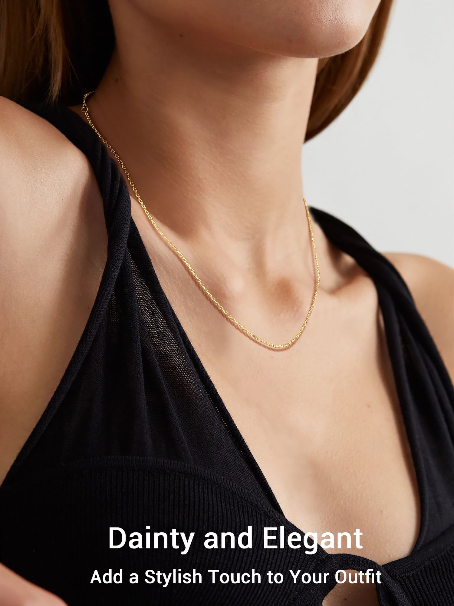 PROSTEEL Pure 925 Sterling Silver necklace Gold Plated Chain for Women 1.5mm Cable Chain Necklace Thin 24 Inch Birthday Mother Day Jewelry Collection Gift for Mom Wife Girlfriend Adult