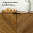 thumbnail image 3 of 2-door Storage Sideboards with Adjustable Shelf Metal Legs Oark Herribone Design Set of 2 Living Room Walnut, 3 of 9