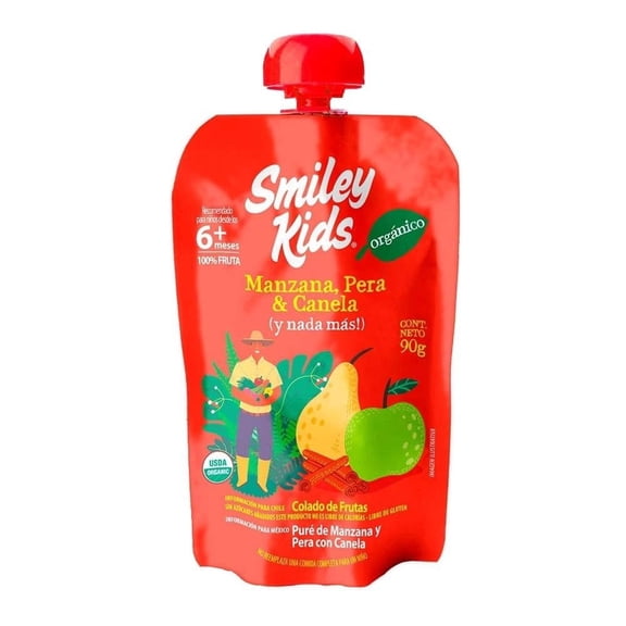 Papilla Orgánica Smiley Kids Manzana Pera y canela 90 g