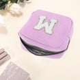 thumbnail image 3 of Unique Bargains 1 Pc Letter m Pattern Makeup Bag for Travel Pink Purple Corduroy, 3 of 5