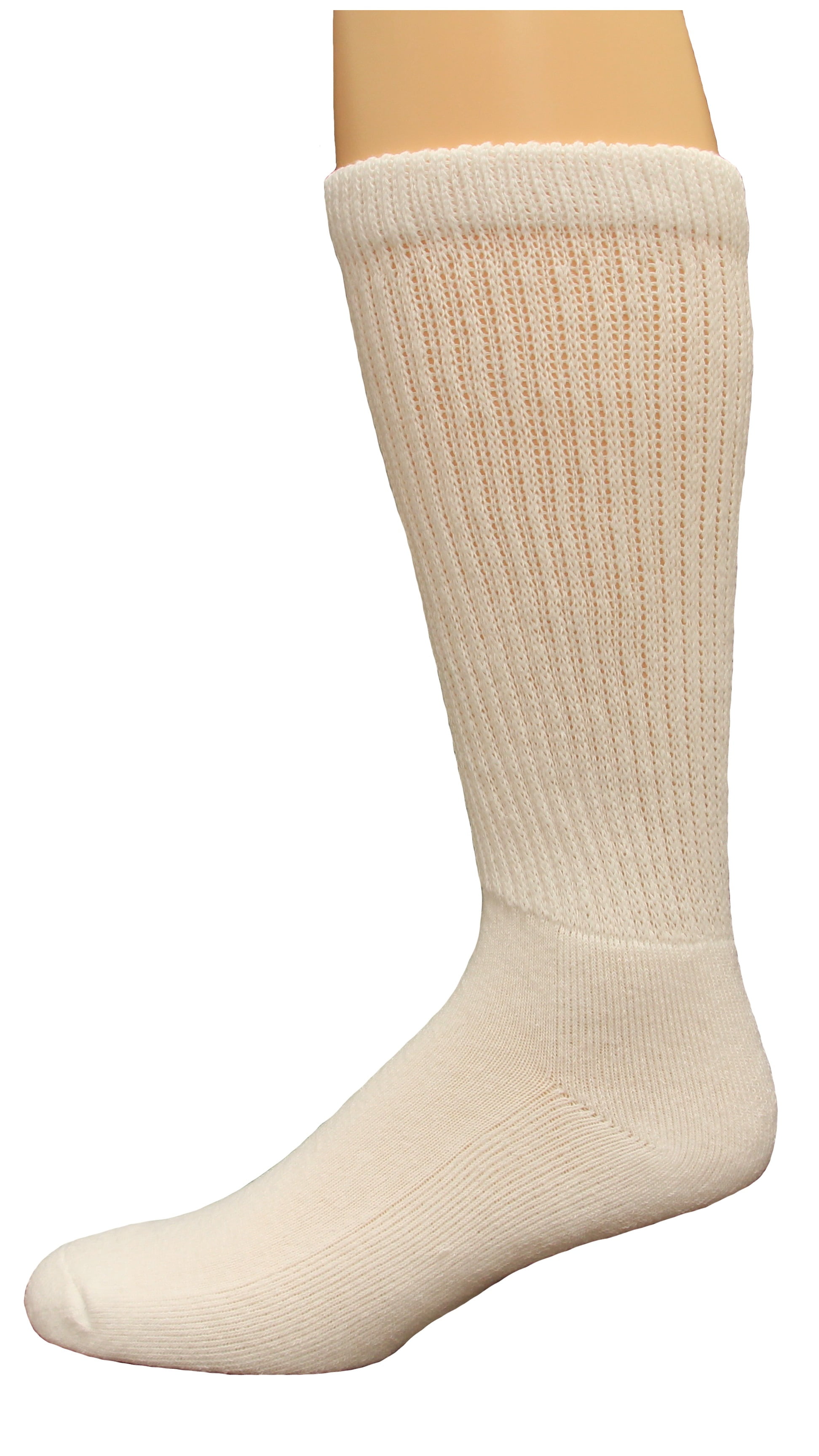 Carolina Ultimate Diabetic Non-Binding Crew Socks 2 Pair, White, Men's 9-13